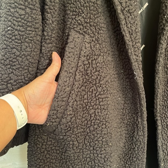 Pink Chloe x Halle Black Oversized Long Open Front Coat Size Large - Picture 7 of 17